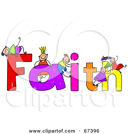 Royalty-Free (RF) Clipart Illustration of Children With FAITH Text by Prawny