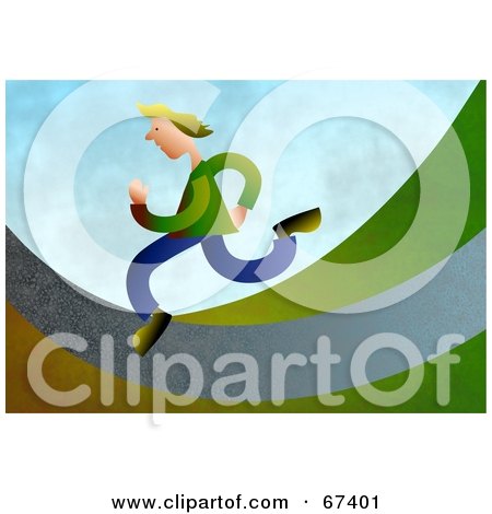 Royalty-Free (RF) Clipart Illustration of a Hurried Man Running On A Path by Prawny