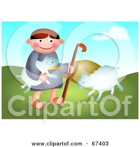 Royalty-Free (RF) Clipart Illustration of David Playing With His Sheep by Prawny