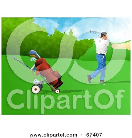 Royalty-Free (RF) Clipart Illustration of a Male Golfer Swinging by Prawny