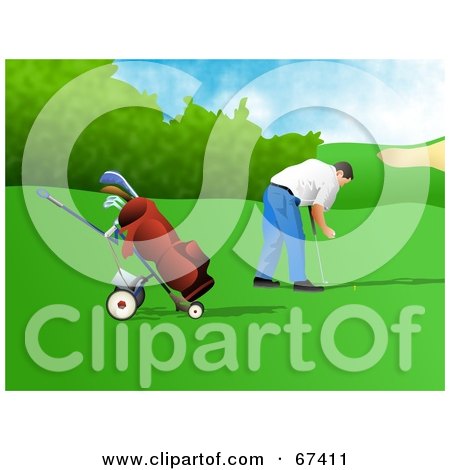 Royalty-Free (RF) Clipart Illustration of a Male Golfer Setting Up His Bal by Prawny