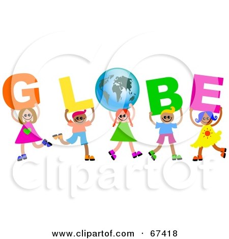 Royalty-Free (RF) Clipart Illustration of Children Carrying GLOBE Text by Prawny