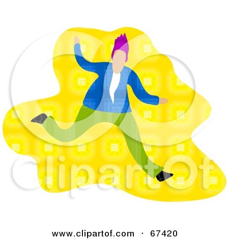 Royalty-Free (RF) Clipart Illustration of a Running Man Over Yellow by Prawny