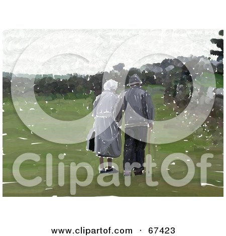 Royalty-Free (RF) Clipart Illustration of a Strolling Elderly Couple by Prawny