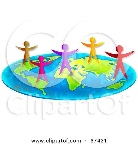 Royalty-Free (RF) Clipart Illustration of Colorful People Standing On Flat Earth by Prawny