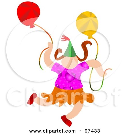 Royalty-Free (RF) Clipart Illustration of a Little Girl At A Party With Balloons by Prawny