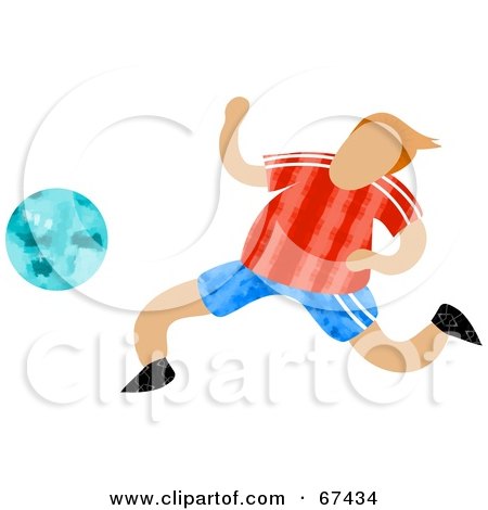Royalty-Free (RF) Clipart Illustration of a Little Faceless Boy Playing Soccer by Prawny