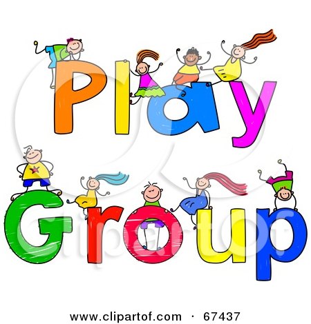 Royalty-Free (RF) Clipart Illustration of Children With PLAY GROUP Text by Prawny