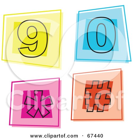 Royalty-Free (RF) Clipart Illustration of a Digital Collage Of Square Number Icons; 9 Through 0 by Prawny