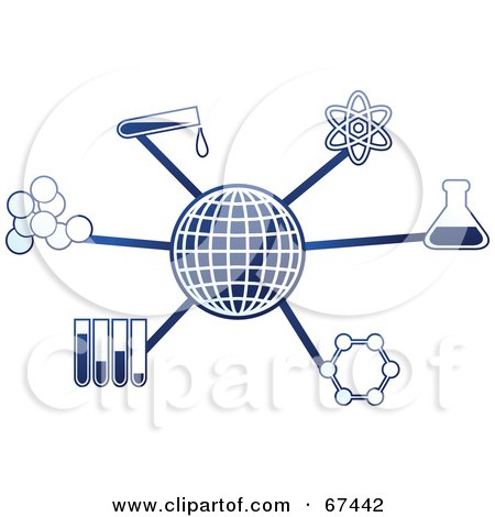 Royalty-Free (RF) Clipart Illustration of a Blue Molecule Science Globe by Prawny