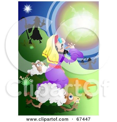 Royalty-Free (RF) Clipart Illustration of a Bright Light Blinding Shepherds by Prawny