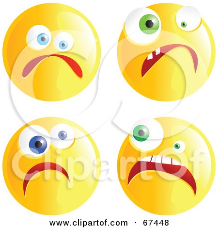 Royalty-Free (RF) Clipart Illustration of a Digital Collage of Yellow Nervous Emoticon Faces by Prawny