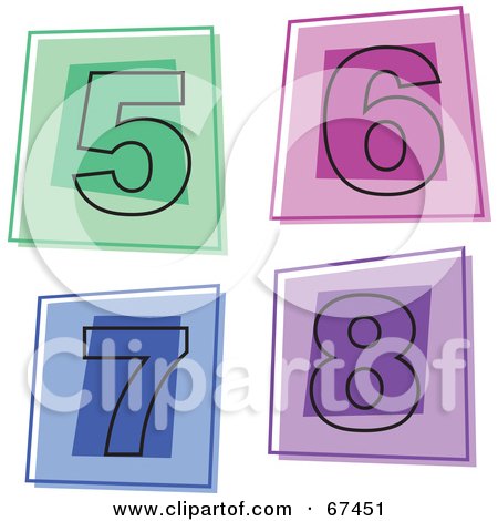 Royalty-Free (RF) Clipart Illustration of a Digital Collage Of Square Number Icons; 5 Through 8 by Prawny