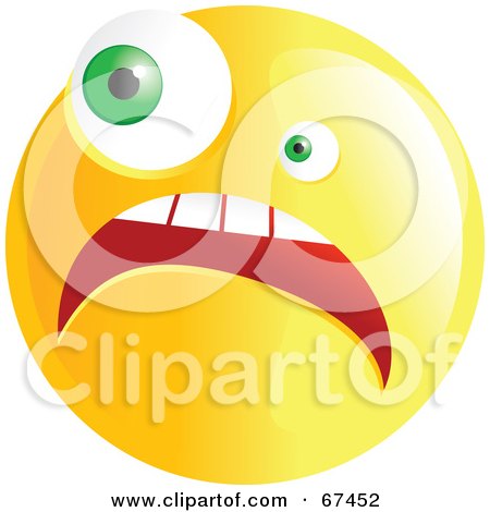 Royalty-Free (RF) Clipart Illustration of a Yellow Nervous Emoticon Face - Version 4 by Prawny