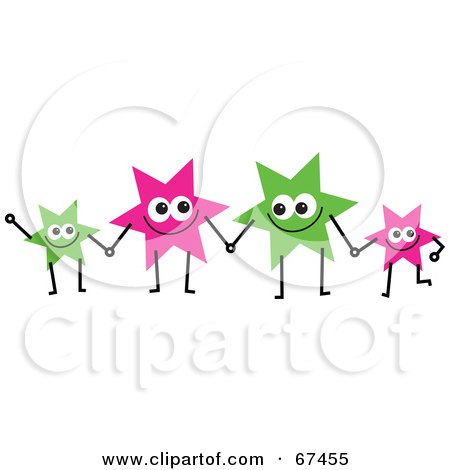Royalty-Free (RF) Clipart Illustration of a Team Of Colorful Stars Holding Hands - Version 4 by Prawny