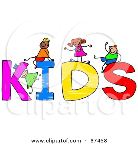 Royalty-Free (RF) Clipart Illustration of Children With KIDS Text by Prawny