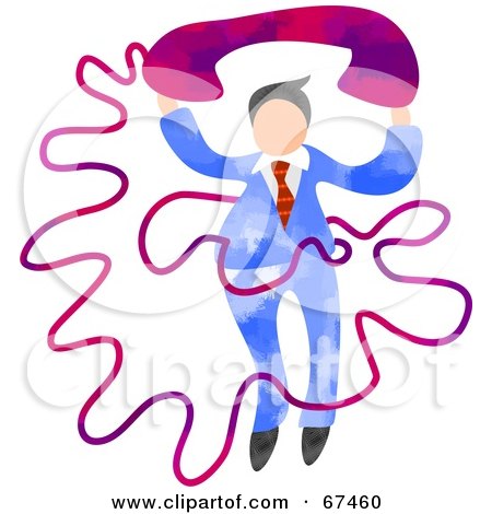 Royalty-Free (RF) Clipart Illustration of a Businessman Tangled In A Phone Cable by Prawny