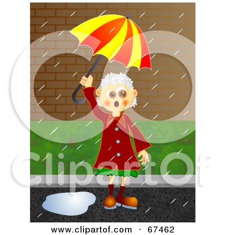 Royalty-Free (RF) Clipart Illustration of a Granny Stuck On A Rainy Day by Prawny