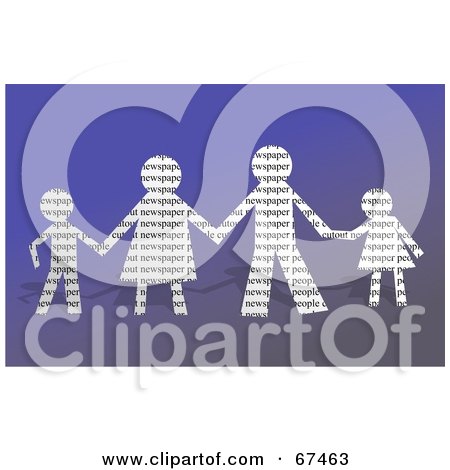 Royalty-Free (RF) Clipart Illustration of a Paper People Family Holding Hands - Version 2 by Prawny