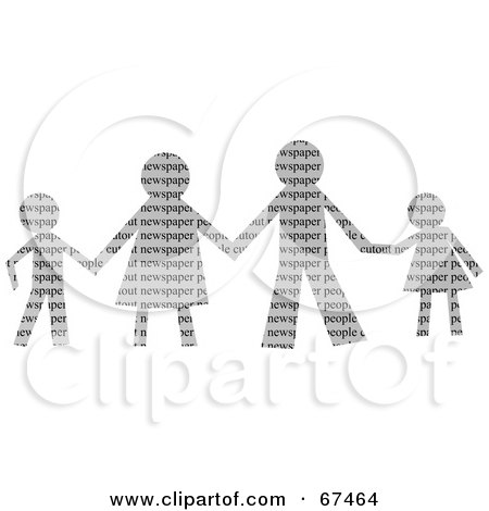 Royalty-Free (RF) Clipart Illustration of a Paper People Family Holding Hands - Version 1 by Prawny