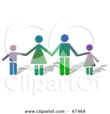 Royalty-Free (RF) Clipart Illustration of a Gradient Family Of Four Holding Hands by Prawny