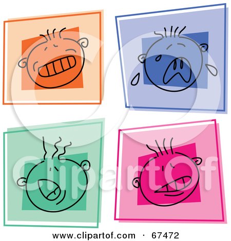 Royalty-Free (RF) Clipart Illustration of a Digital Collage Of Colorful Face Buttons by Prawny
