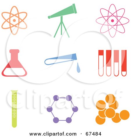 Royalty-Free (RF) Clipart Illustration of a Digital Collage Of Colorful Science Icons by Prawny