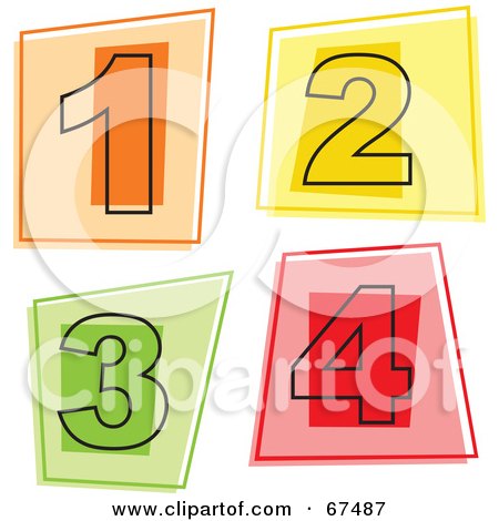 Royalty-Free (RF) Clipart Illustration of a Digital Collage Of Square Number Icons; 1 Through 4 by Prawny