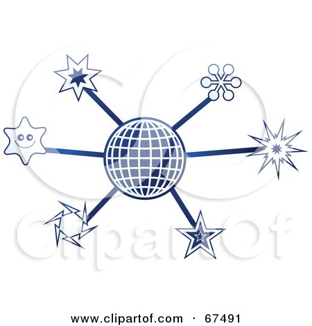Royalty-Free (RF) Clipart Illustration of a Blue Molecule Star Globe by Prawny