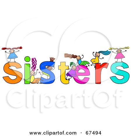 Royalty-Free (RF) Clipart Illustration of Children With SISTERS Text by Prawny