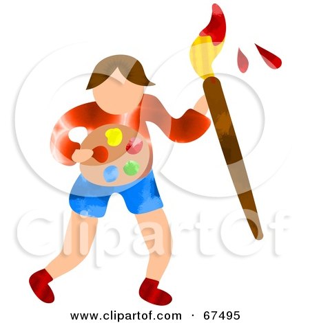 Royalty-Free (RF) Clipart Illustration of a Little Boy Painter by Prawny
