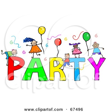 Royalty-Free (RF) Clipart Illustration of Children With PARTY Text by Prawny