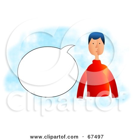 Royalty-Free (RF) Clipart Illustration of a Man With A Text Balloon On Blue And White by Prawny