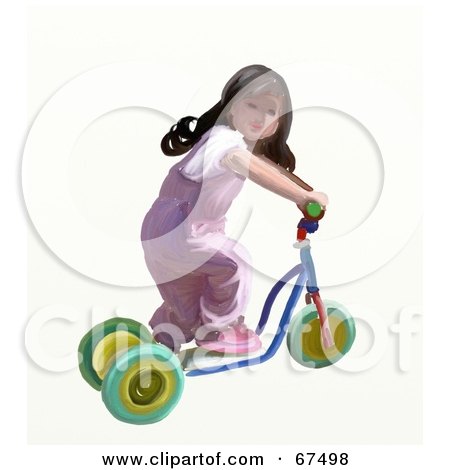 Royalty-Free (RF) Clipart Illustration of a Little Girl Riding a Scooter by Prawny