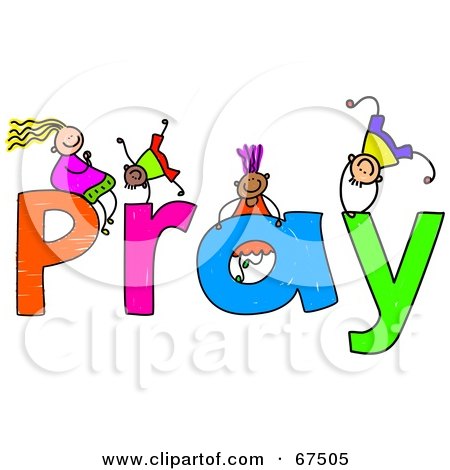 Royalty-Free (RF) Clipart Illustration of Children With PRAY Text by Prawny