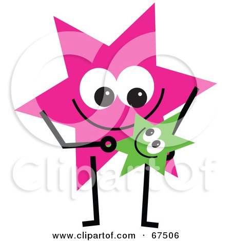 Royalty-Free (RF) Clipart Illustration of a Pink Star Guy Holding A Baby by Prawny