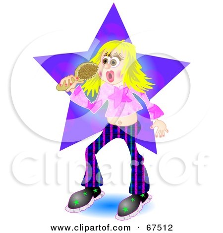 Royalty-Free (RF) Clipart Illustration of a Blond Singing Female Pop Star by Prawny