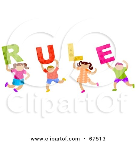 Royalty-Free (RF) Clipart Illustration of Children Carrying RULE Text by Prawny