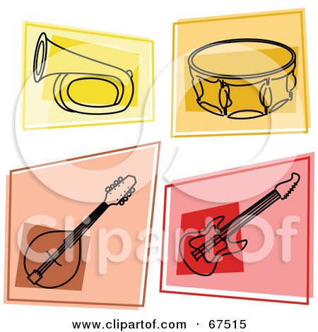 Royalty-Free (RF) Clipart Illustration of a Digital Collage Of Colorful Music Instrument Squares by Prawny