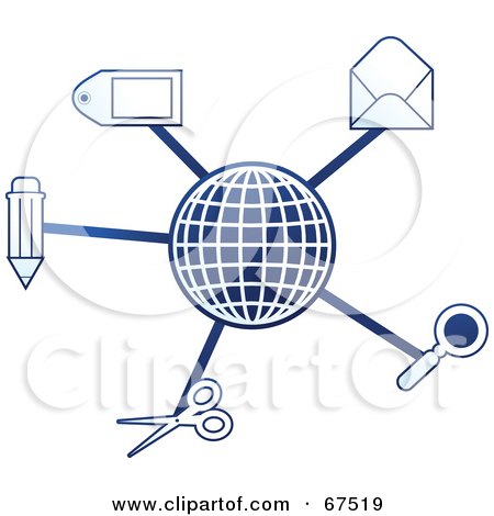 Royalty-Free (RF) Clipart Illustration of a Blue Molecule Office Globe - Version 2 by Prawny