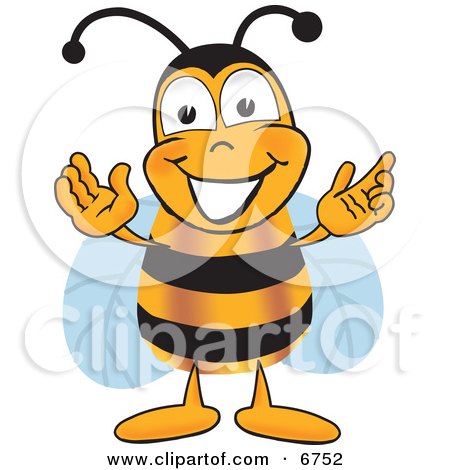 Clipart Picture of a Bee Mascot Cartoon Character Greeting With Open Arms by Toons4Biz