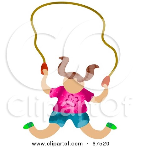 Royalty-Free (RF) Clipart Illustration of a Little Girl Jumping Rope by Prawny