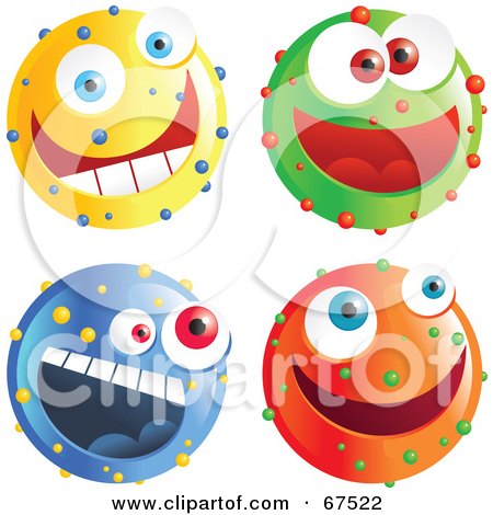 Royalty-Free (RF) Clipart Illustration of a Digital Collage of Speckled Emoticon Faces by Prawny