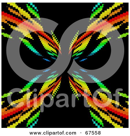 Royalty-Free (RF) Clipart Illustration of a Pixelated Rainbow Vortex On Black by Arena Creative