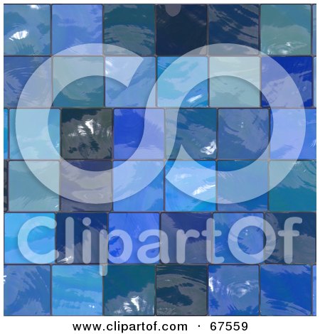 Royalty-Free (RF) Clipart Illustration of a Background Of Shiny Blue Glass Tiles by Arena Creative