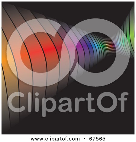 Royalty-Free (RF) Clipart Illustration of a Rainbow Wall Bouncing Back Off Of A Black Background by Arena Creative