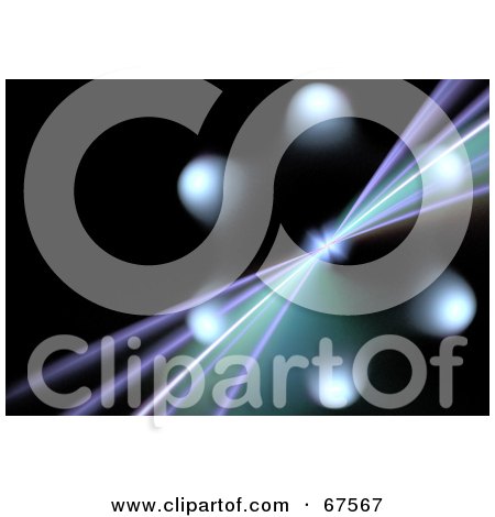 Royalty-Free (RF) Clipart Illustration of a Group Of Orbs In A Circle Around Light Lines On Black by Arena Creative