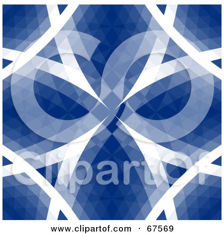 Royalty-Free (RF) Clipart Illustration of a Geometric Blue And White Kaleidoscope Pattern Background by Arena Creative