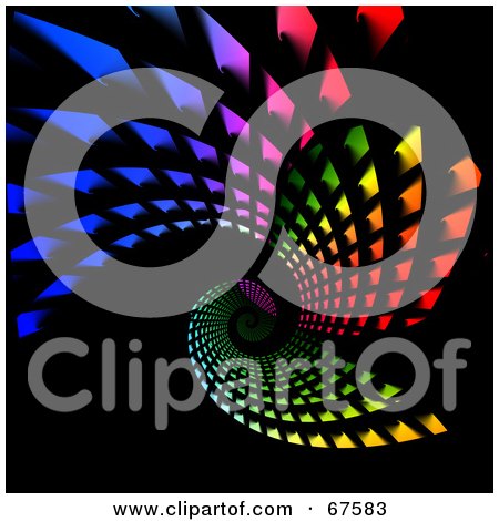 Royalty-Free (RF) Clipart Illustration of a Divided Rainbow Swirl On Black by Arena Creative