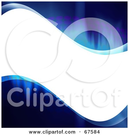 Royalty-Free (RF) Clipart Illustration of a White Wave Text Box With Blue Borders by Arena Creative